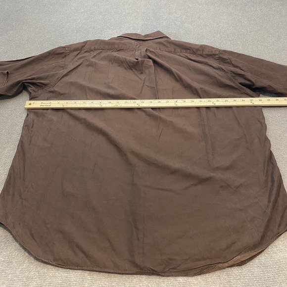 VTG Ralph Lauren Shirt Mens XL Brown Blake Silk Cotton Button Down Long Sleeve - Picture 5 of 8